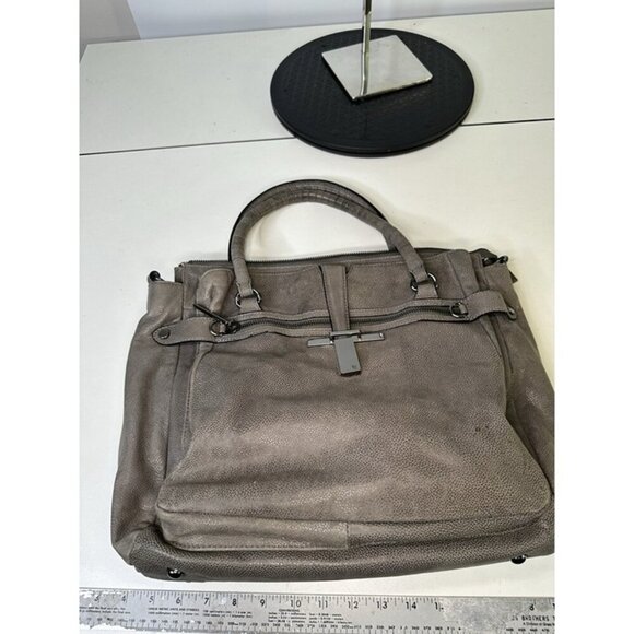 Elliott Lucca Gray Leather Handbag (missing Crossbody Strap) - Picture 4 of 8